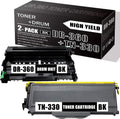 2 pks Black Drum Unit & Toner Cartridge for Brother Printer Series B338111