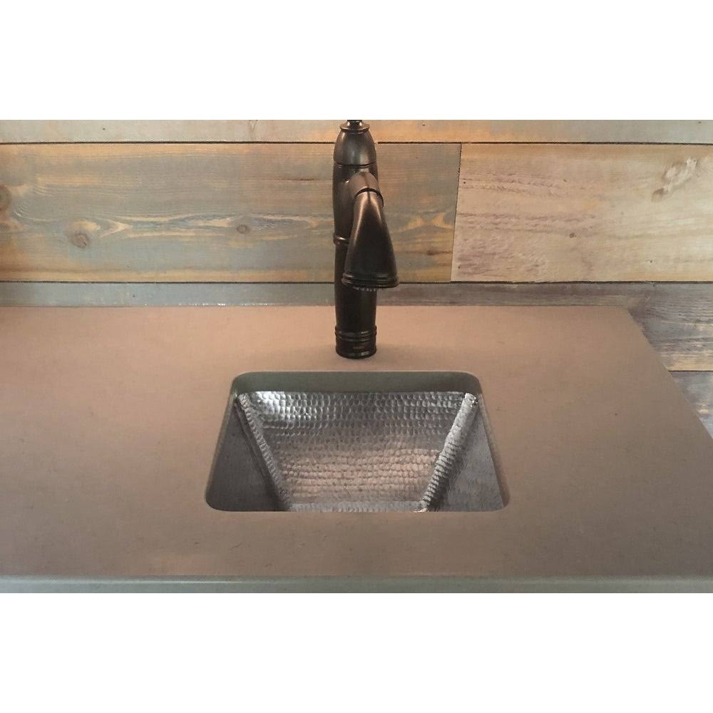 15-inch Square Hammered Copper Bar/Prep Sink in Electroless Nickel B97013