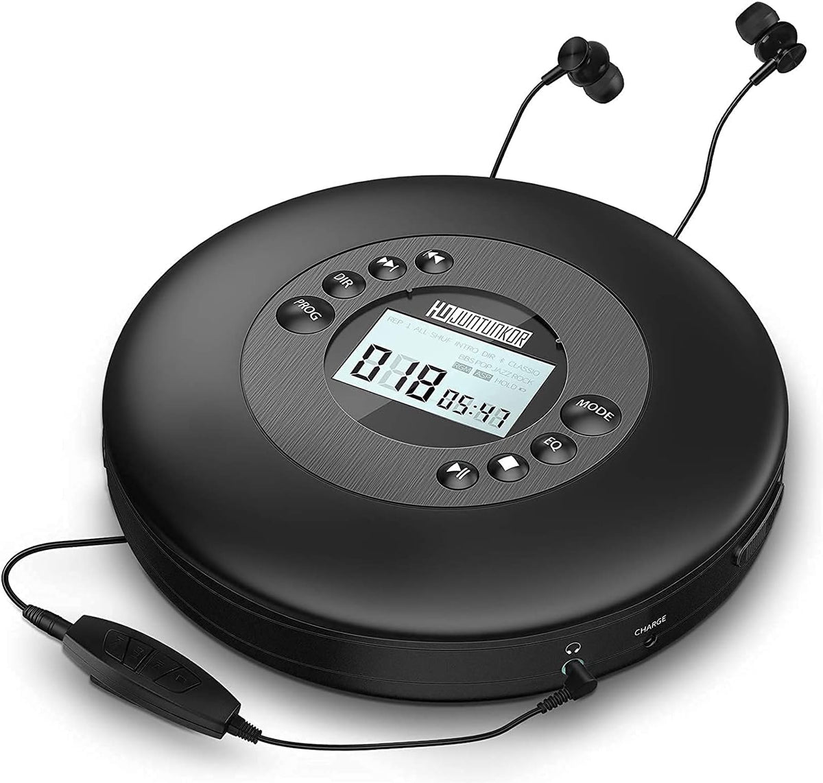 Portable CD Player with Headphones, Anti-Skip, LCD Display, 3.5mm AUX Cable, Carry Bag R107240