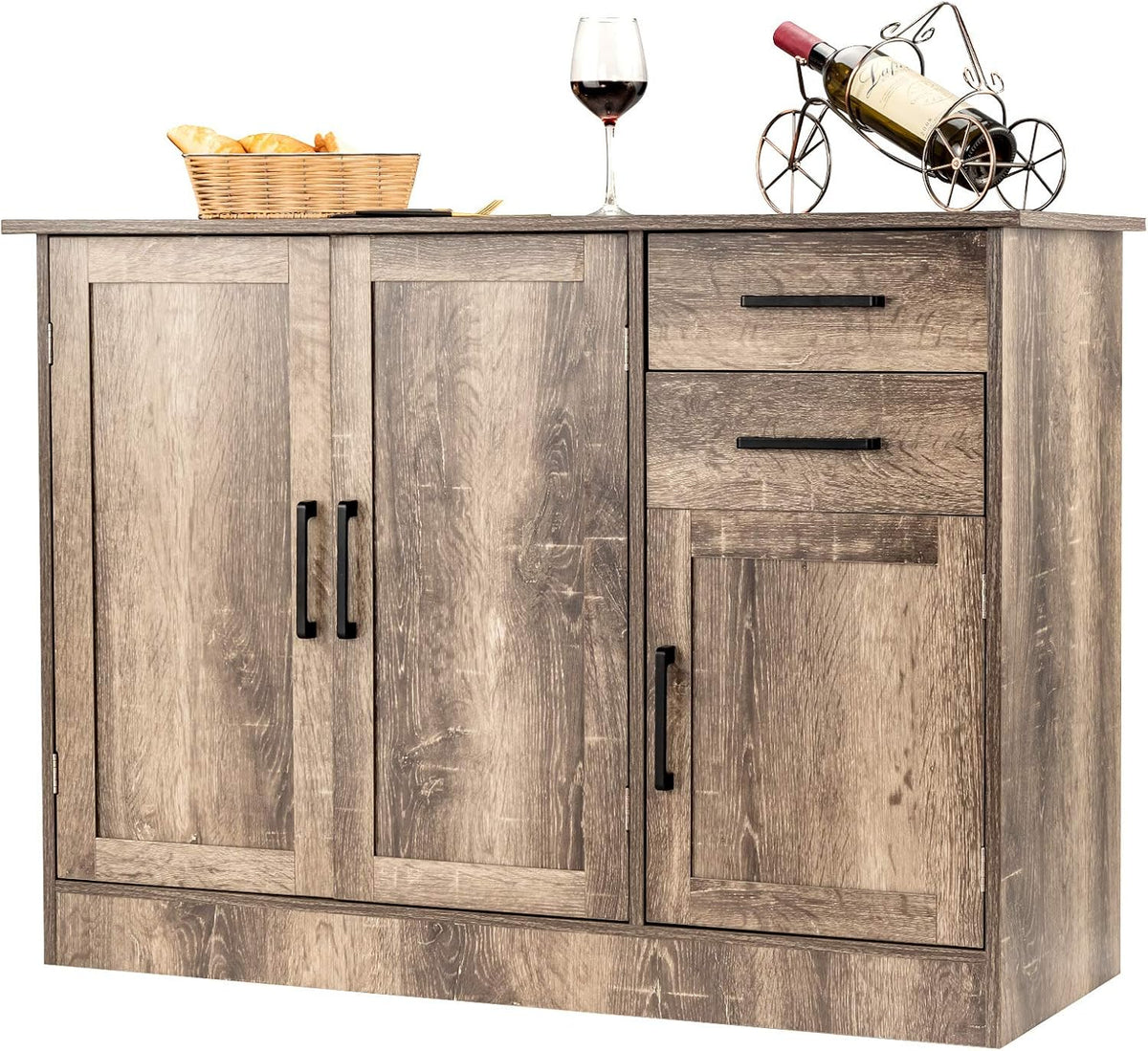 Natural 2-Door Cabinet with 2 Drawers Buffet Server K87657