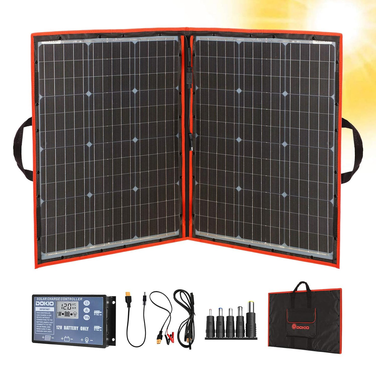 110w 18v Portable Foldable Solar Panel Kit with Controller 2 Usb Output D407138