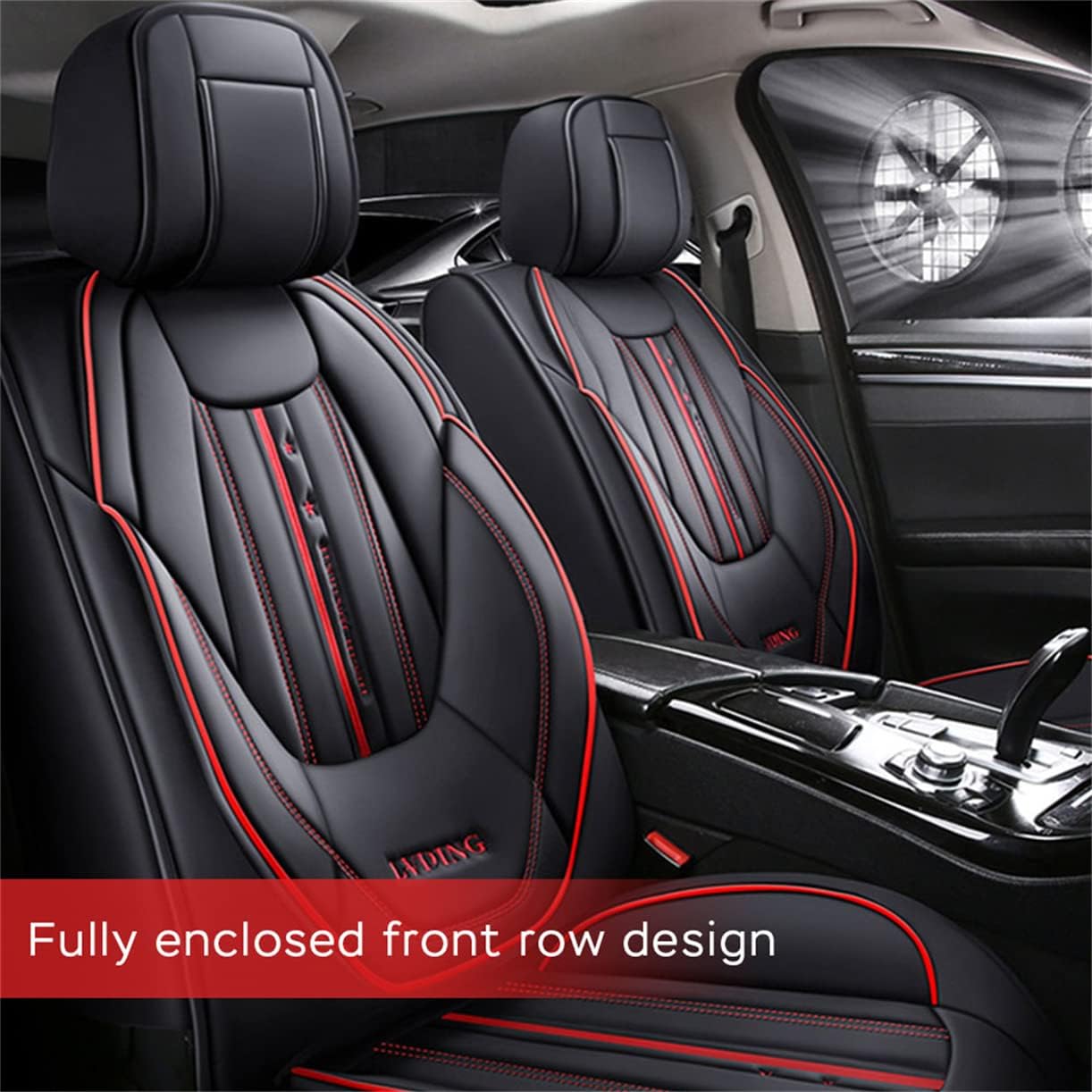 Waterproof PU Leather Car Seat Covers for 5 Seats, Black A60346