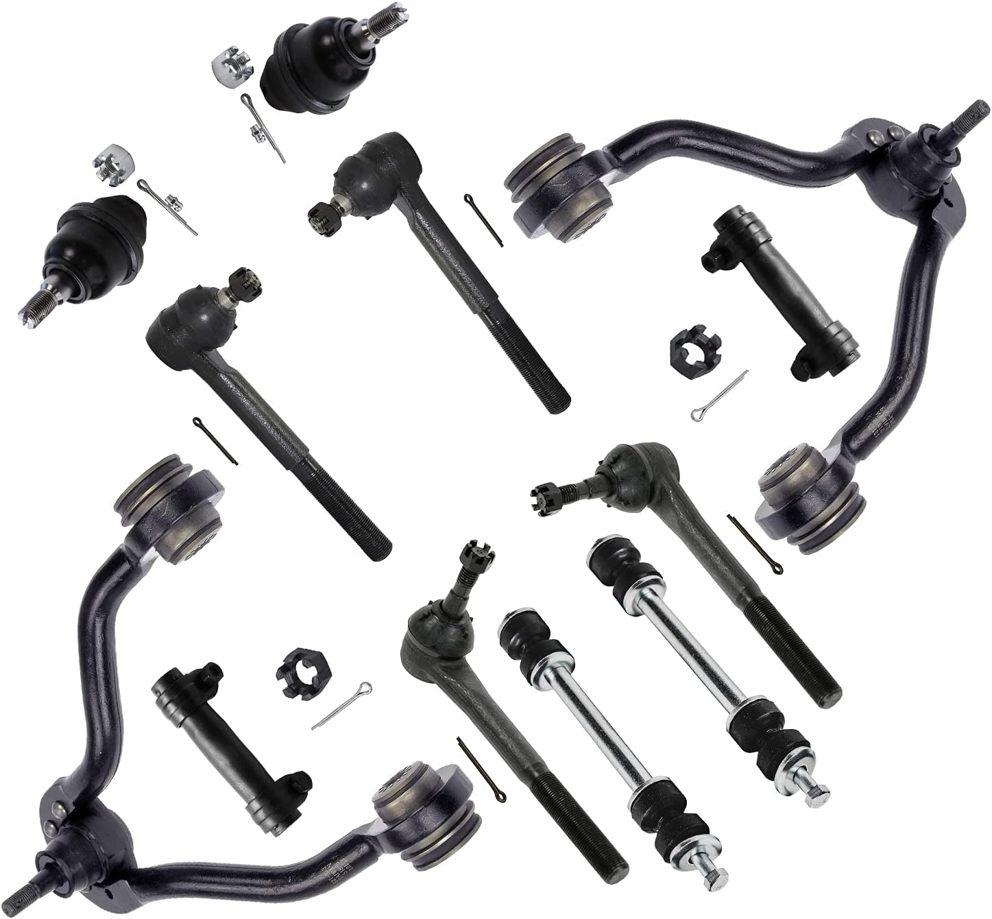 12pc Set Front Upper Control Arms Lower Ball Joints Sway Bars Tie Rods R696