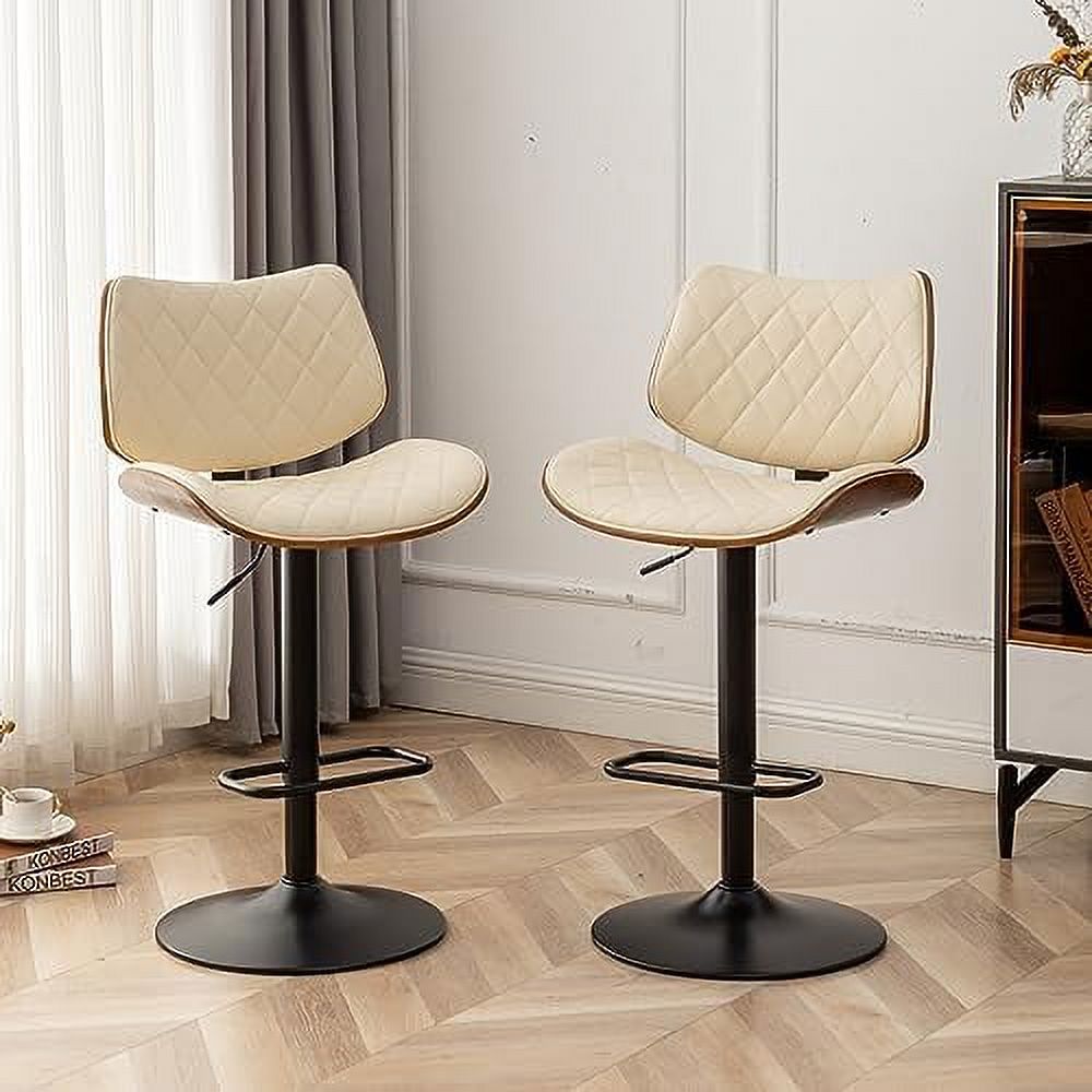 Green Leather Swivel Counter Height Stools Set of 2 K283