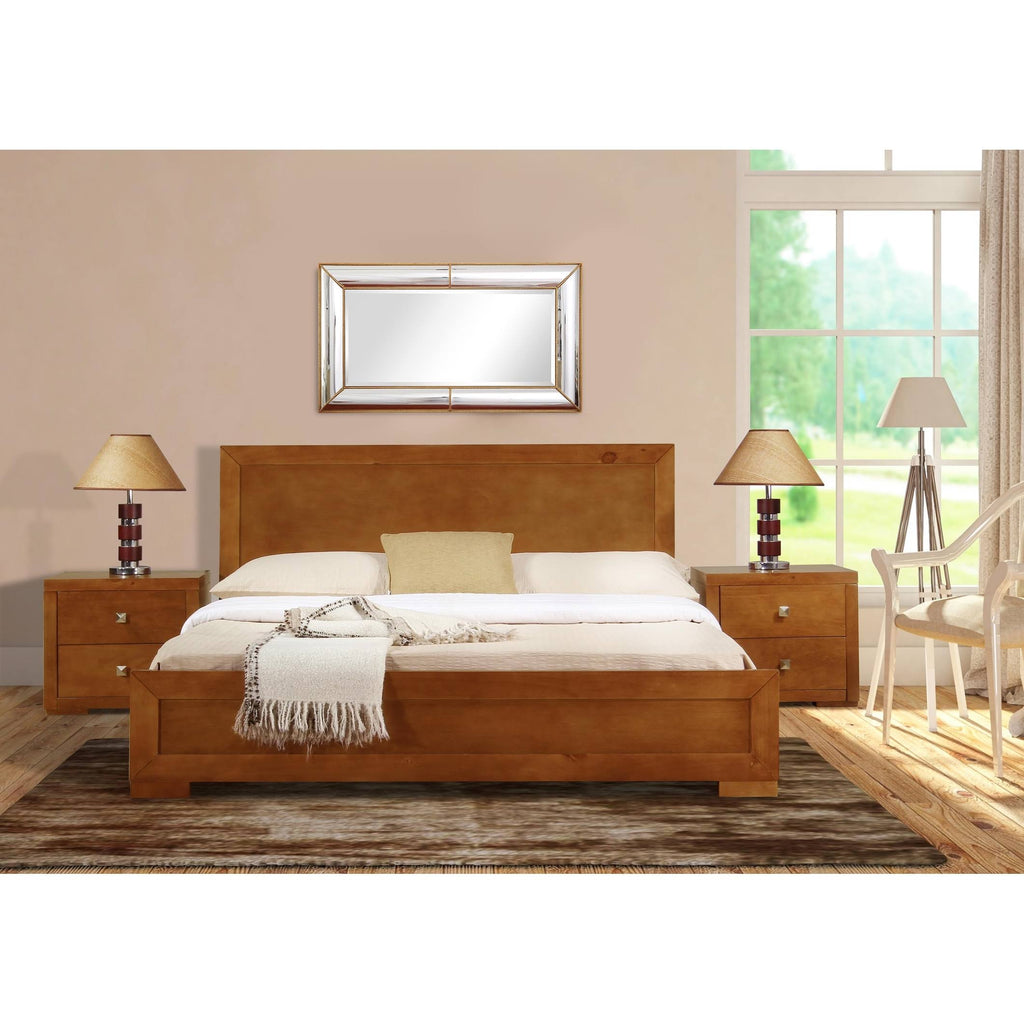 Walnut Wooden King Platform Bed P9681