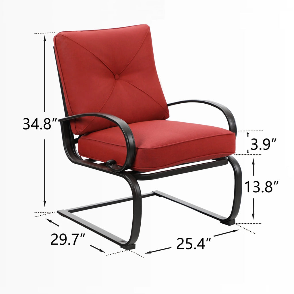 Set of 2 Outdoor Dining Chairs with Cushions, Black&Red G281