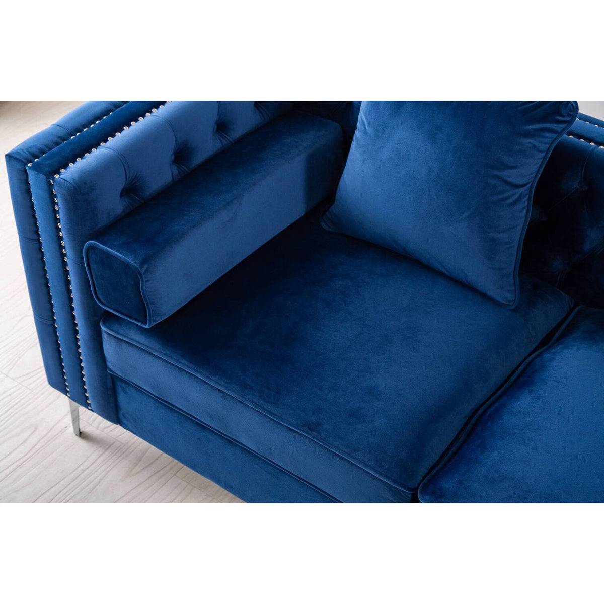 Gray Velvet Sleeper Sectional Sofa U2219