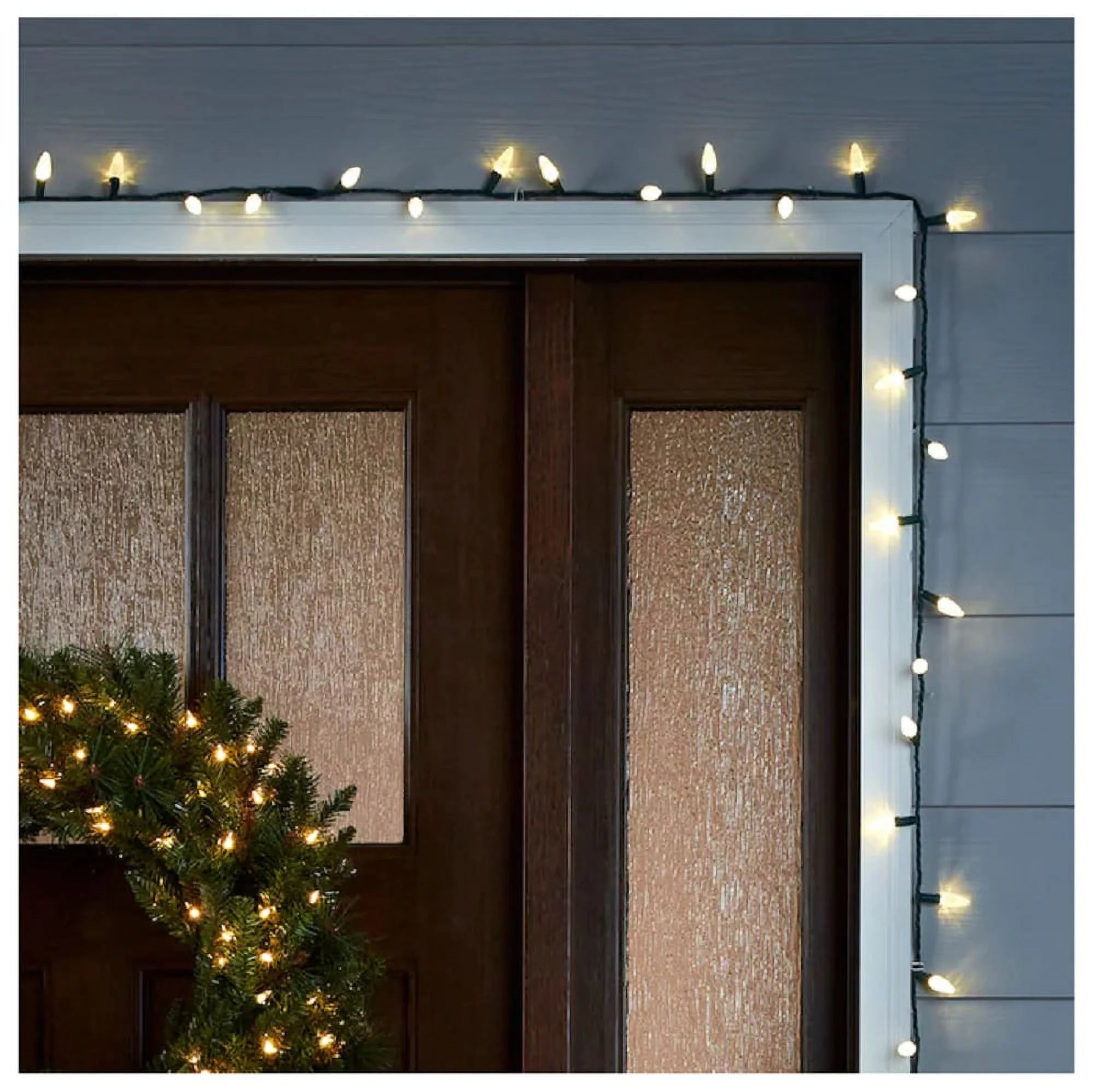 150 LED C-5 Warm White Lights with Green Wire 37.2 FT R107399
