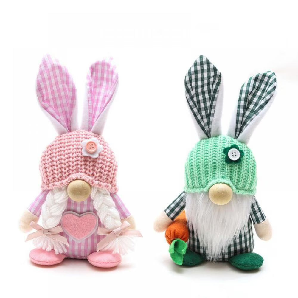 1/2 Pcs Plush Easter Bunny Handmade Swedish Tomte Elf Stuffed Doll Rabbit Ornaments L40186