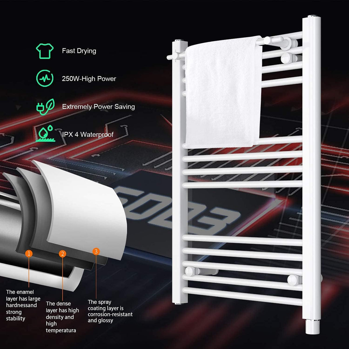 White Wall Mounted Heated Towel Rack X312999