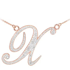 18" Rose Gold Diamond Initial Necklace G91572