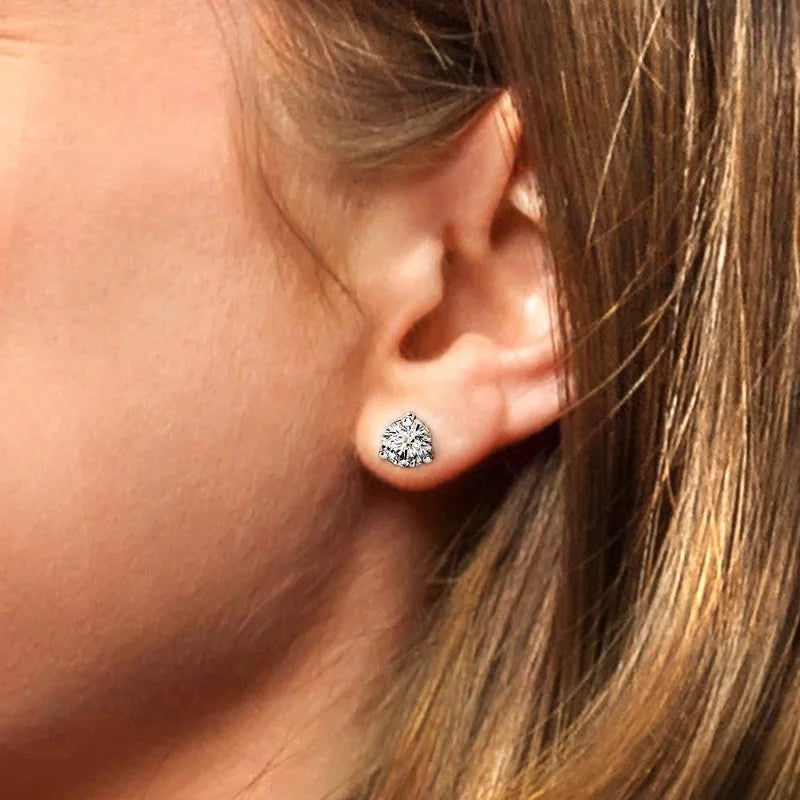 0.50 Carat Round Lab Created Diamond Stud Earrings Solid 950 Platinum Screw Back R5115