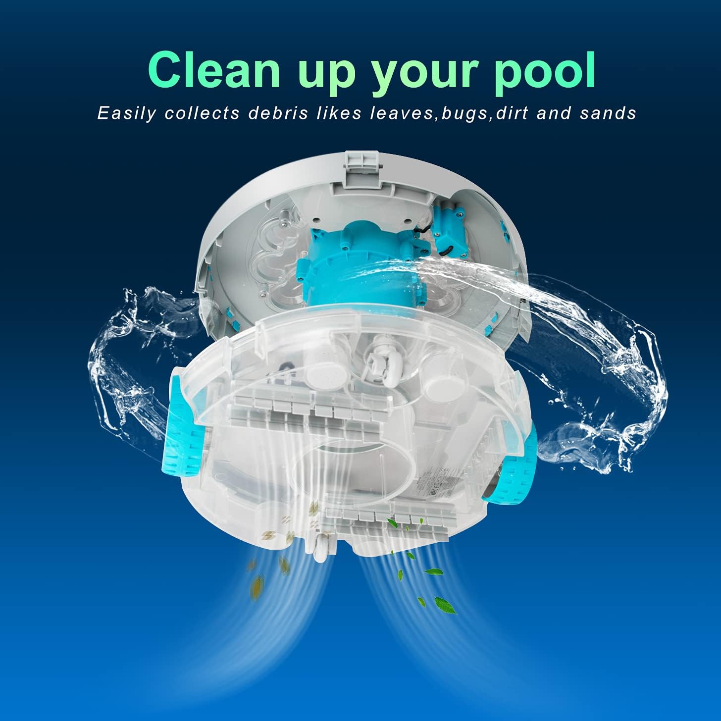 Cordless Automatic Pool Cleaner with Rechargeable Battery, IPX8 Waterproof Pool Robot Y985