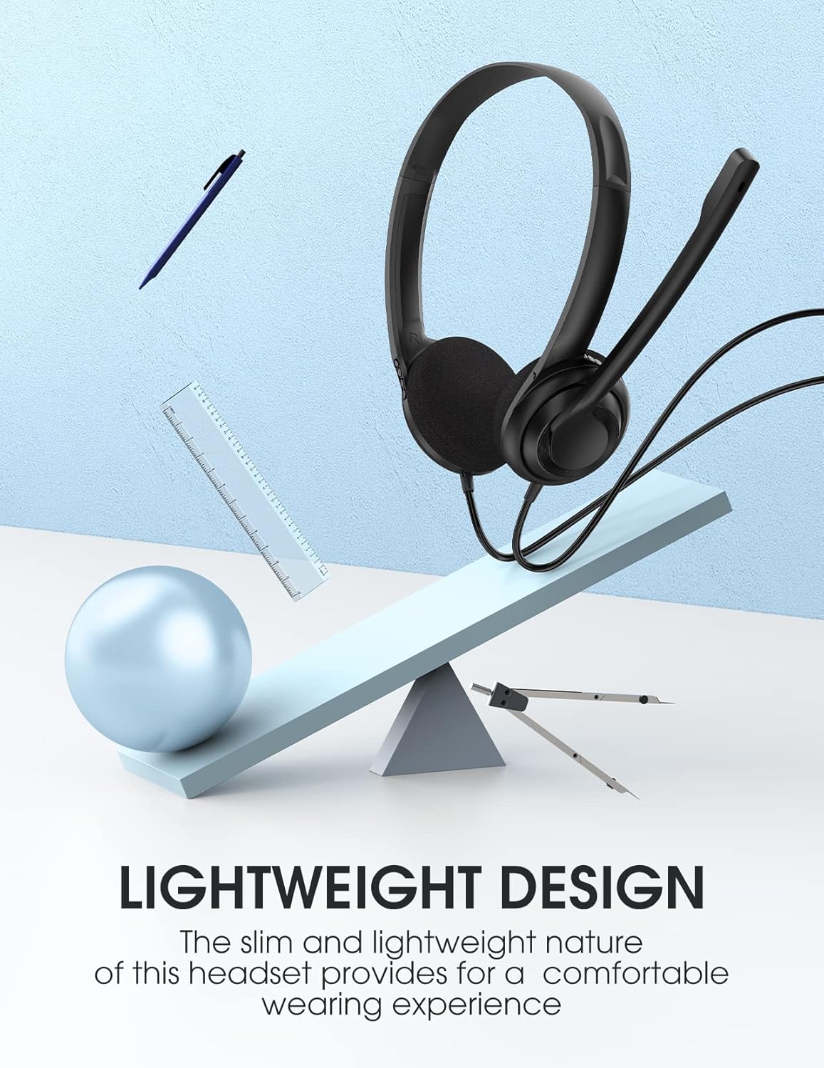 Wired On-Ear Headset with Microphone, 3.5mm Jack, Pack of 2 Z48219