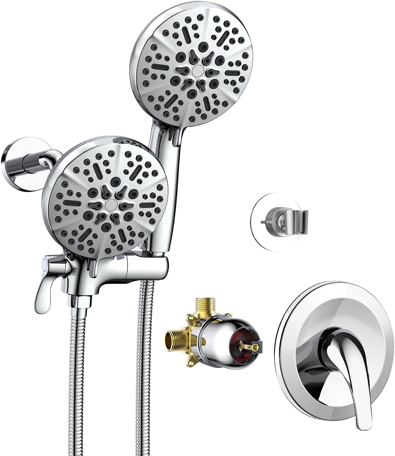 Matte Black 3-Way Dual Shower Head with Handheld Spray, Pack of 2 H8841