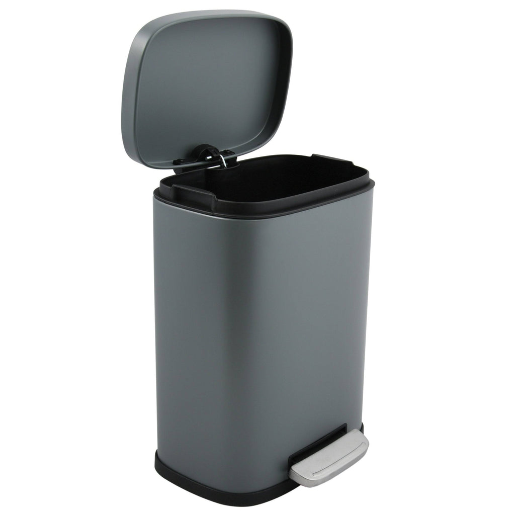 Matte Dark Gray Stainless Steel Step Trash Can F458