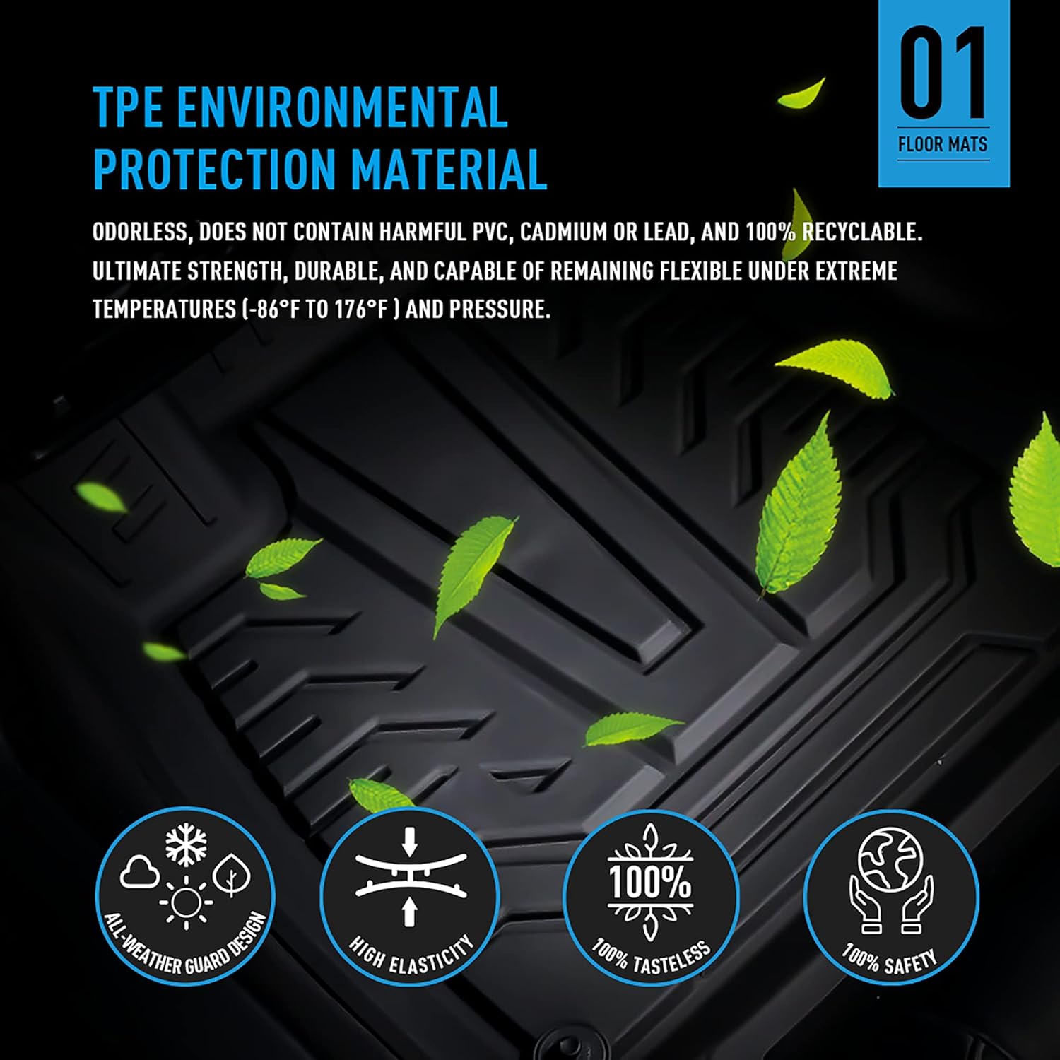 Black TPE All Weather Floor Liners for Jeep Grand Cherokee W569