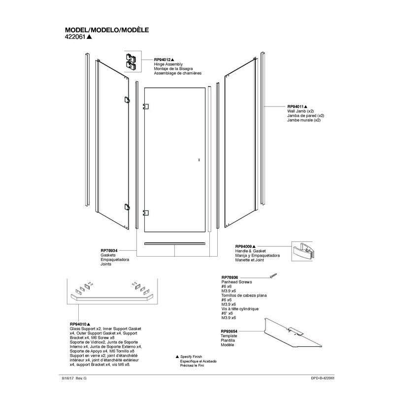 Stainless Frameless Neo-Angle Shower Kit I54808