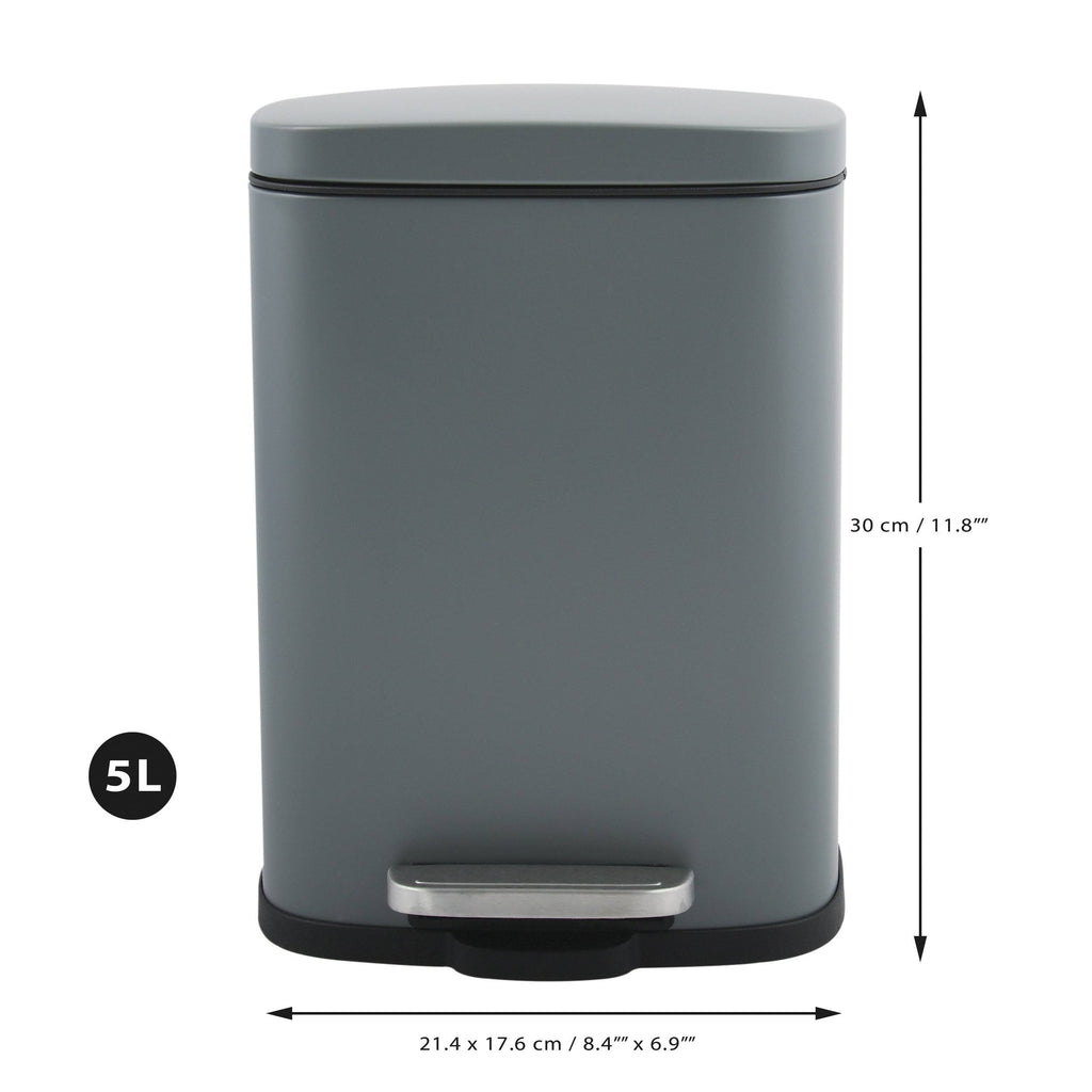 Matte Dark Gray Stainless Steel Step Trash Can F458