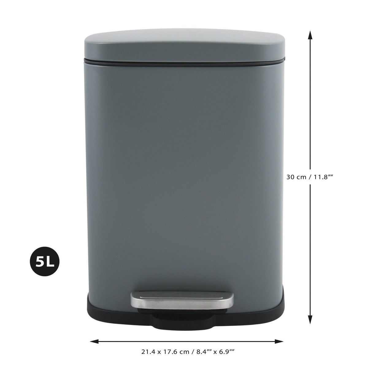 Matte Dark Gray Stainless Steel Step Trash Can F458