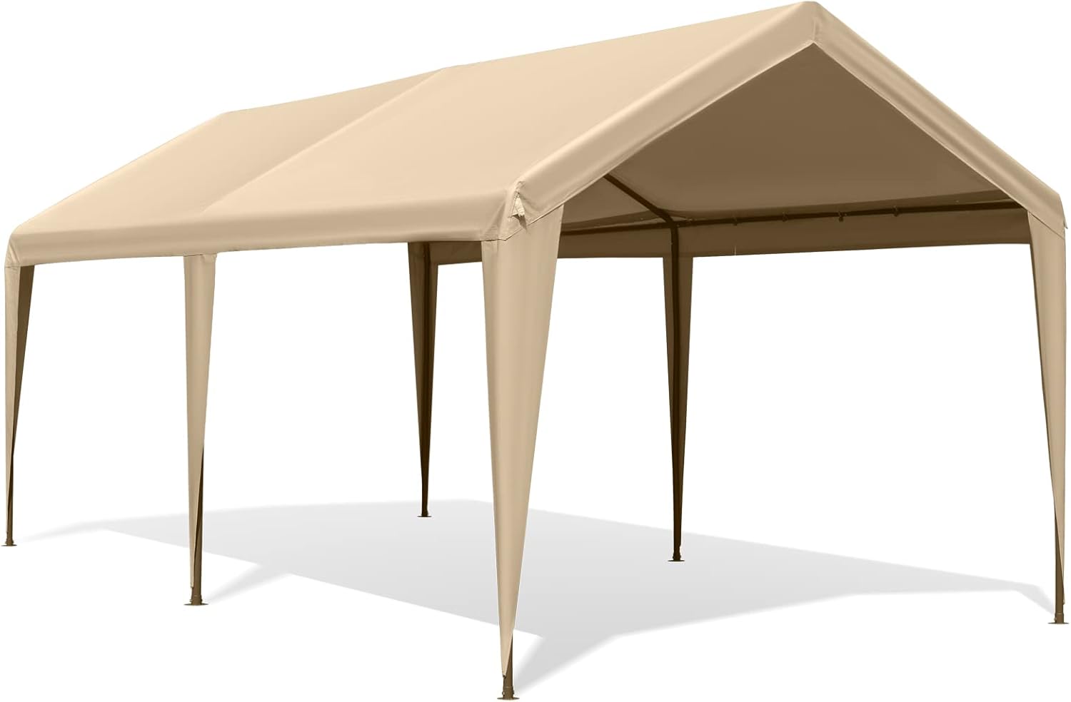 10' X 20' Heavy Duty Car Canopy with Powder-Coated Steel Frame, 6 Legs, Beige G321
