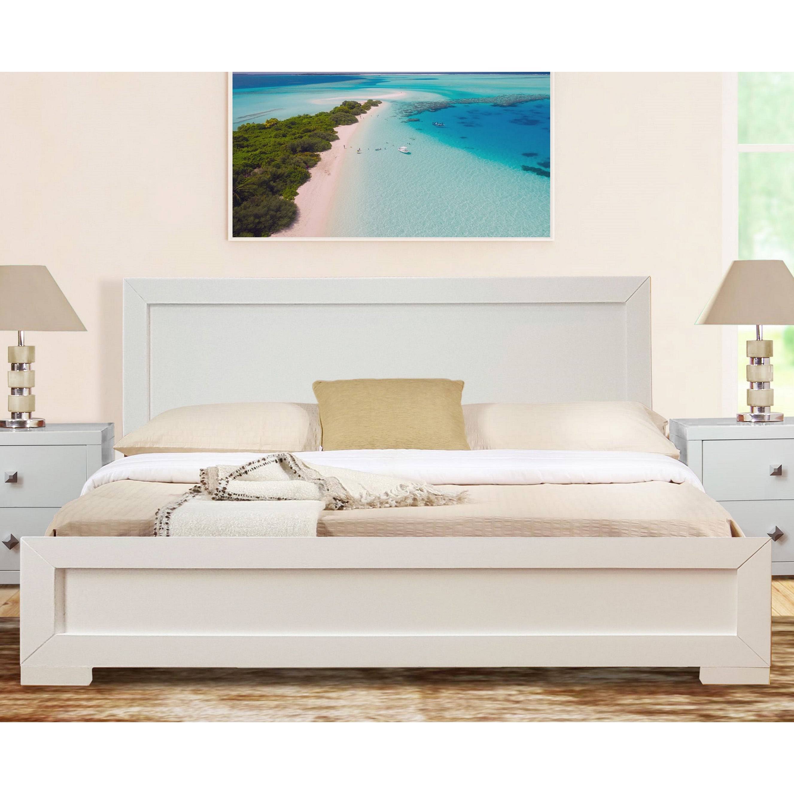 Walnut Wooden King Platform Bed P9681