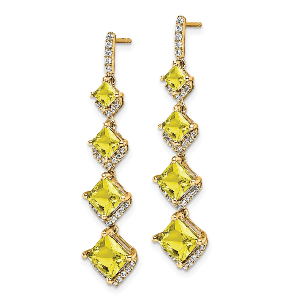 14 Karat Yellow Gold Lab Grown Diamond Drop Post Earrings U430