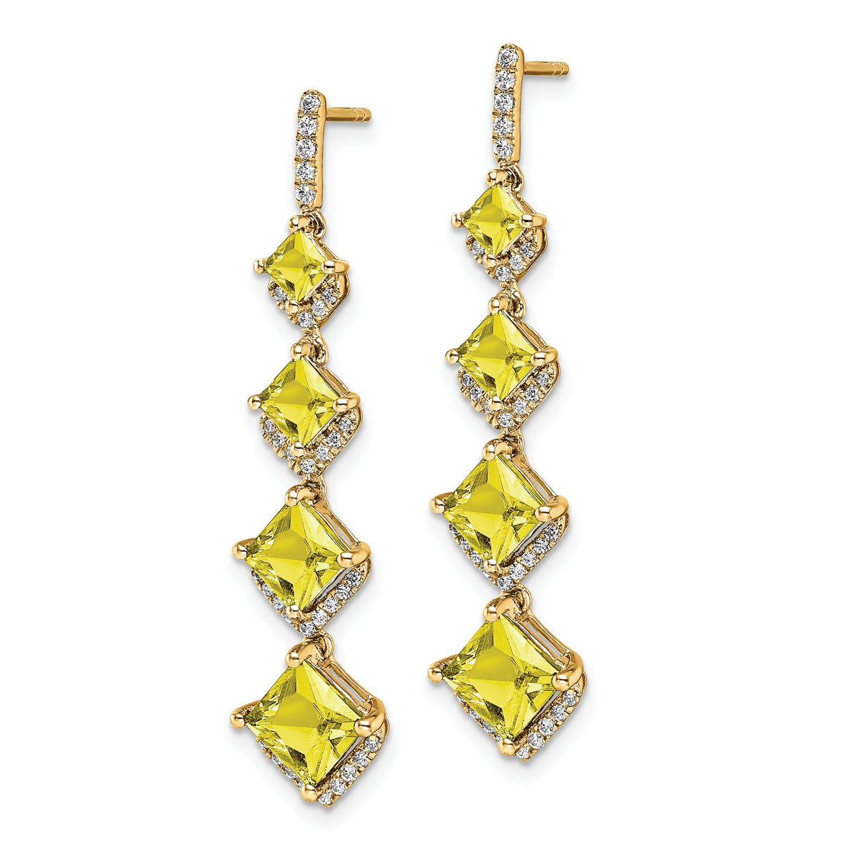 14 Karat Yellow Gold Lab Grown Diamond Drop Post Earrings U430