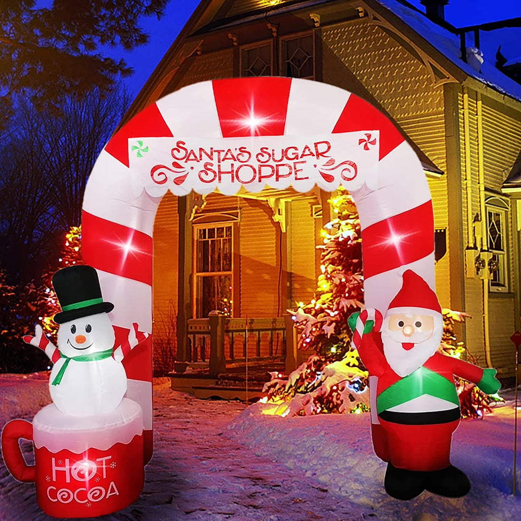 Inflatable Christmas Archway Decorations, 8 FT, LED Blow Up Outdoor Inflatables Z956