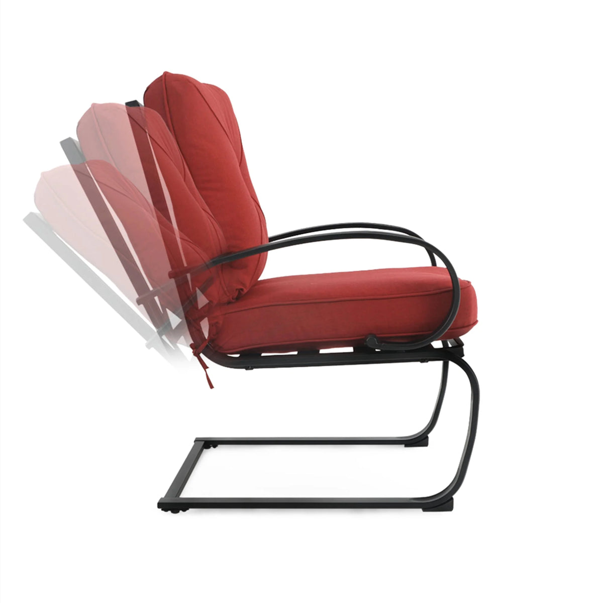 Set of 2 Outdoor Dining Chairs with Cushions, Black&Red G281
