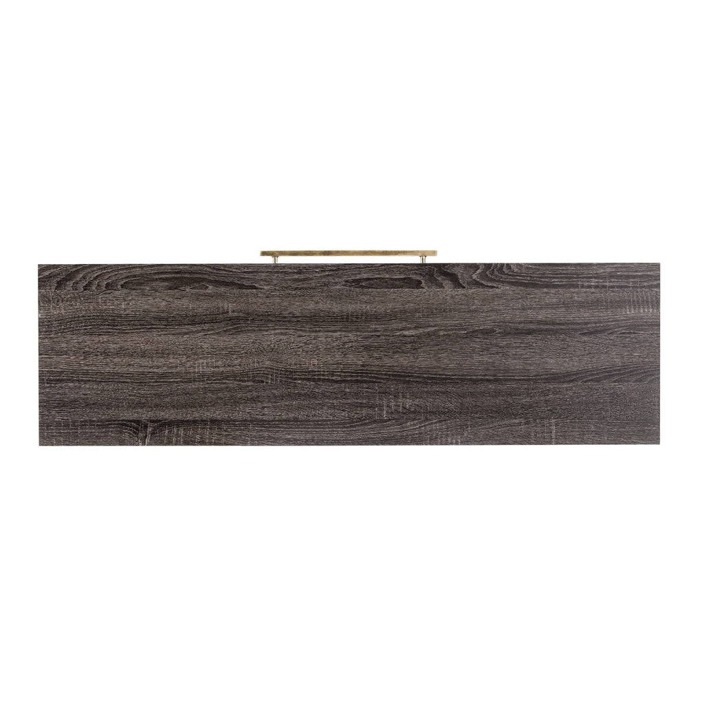 Black Oak Antique Brass Console Table with Storage W59766