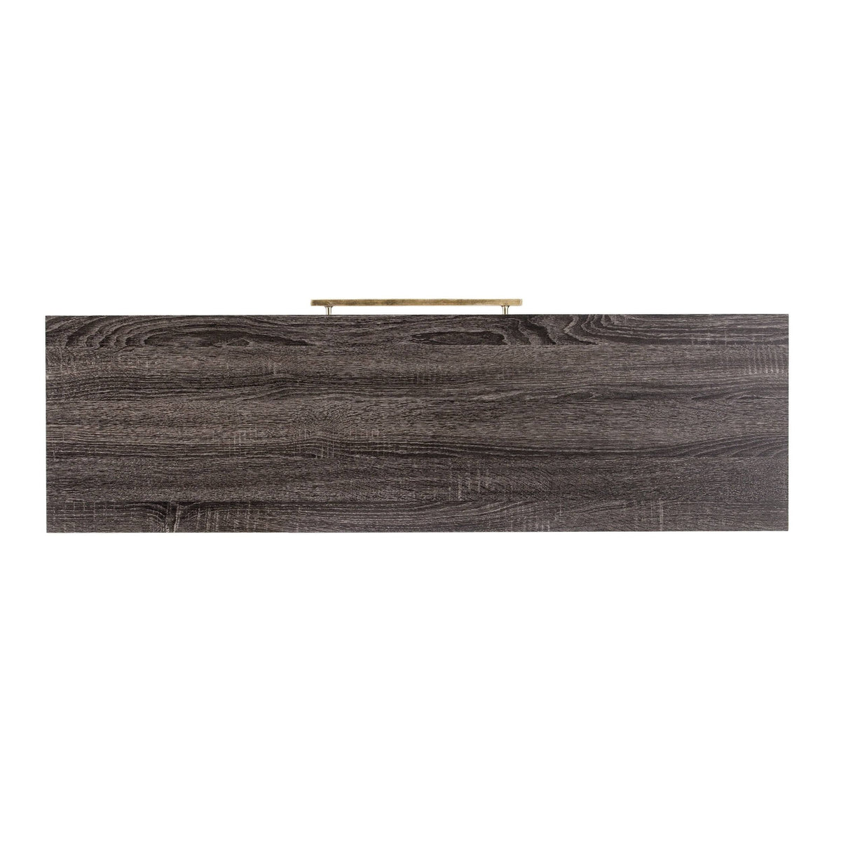 Black Oak Antique Brass Console Table with Storage W59766