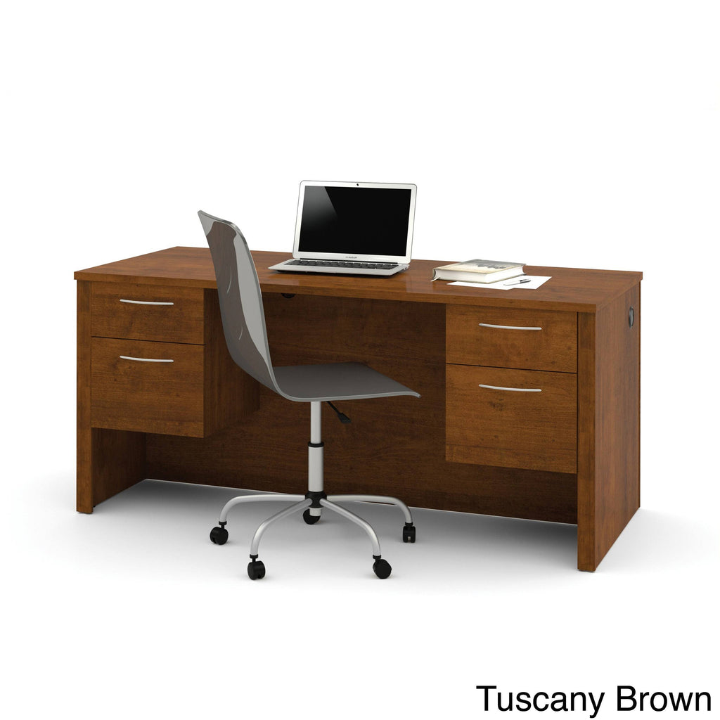Tuscany Brown Executive Desk with Dual Half Peds K3356