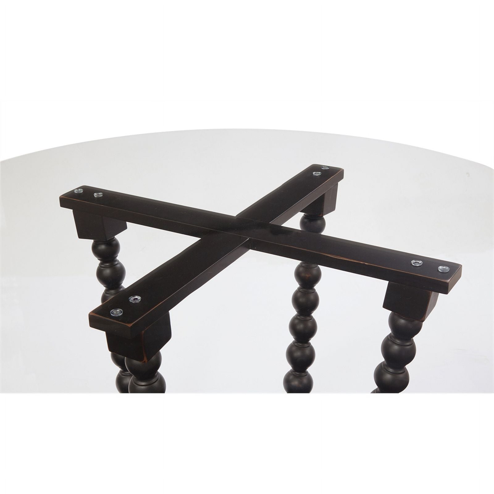 Antique Black Round Wood & Glass Dining Table O5518