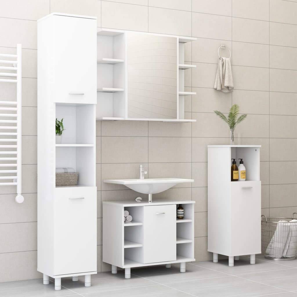 White and Sonoma Oak Bathroom Cabinet Chipboard I60201