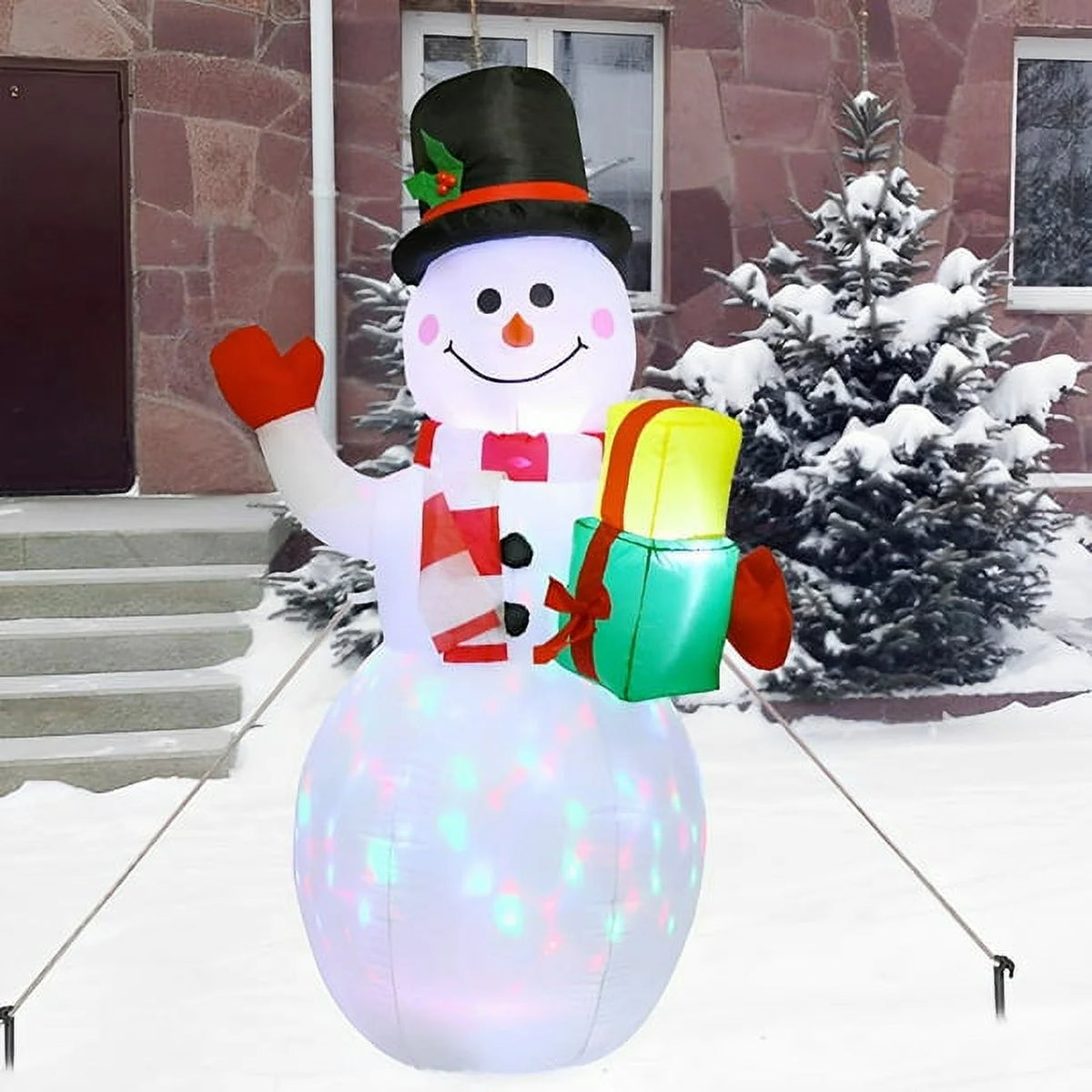 Snowman Christmas Inflatables with Rotating LED Lights J1206