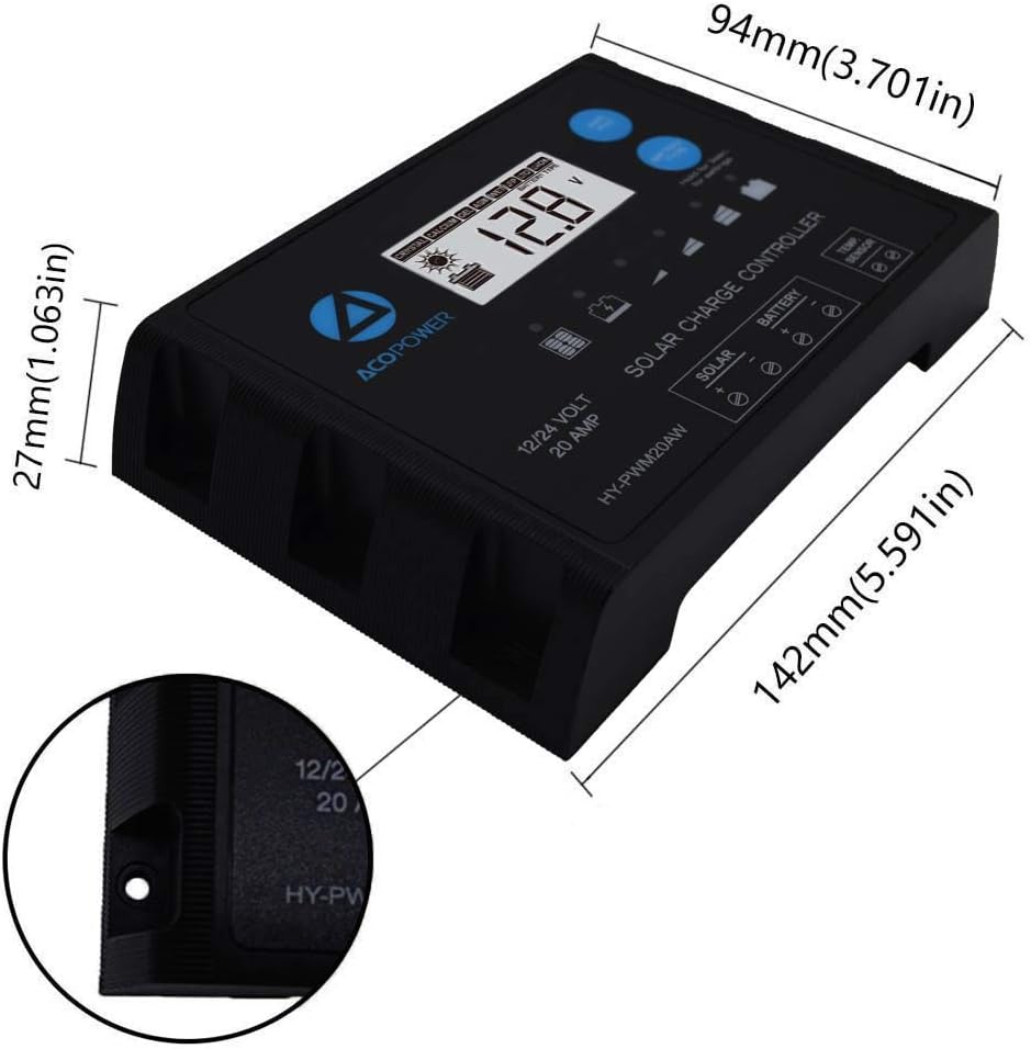 200 Watt Monocrystalline Solar Panel Kit with 20A PWM LCD Charge Controller G127