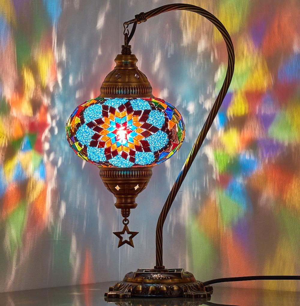 Multicolor Mosaic Gooseneck Table Lamp O244739