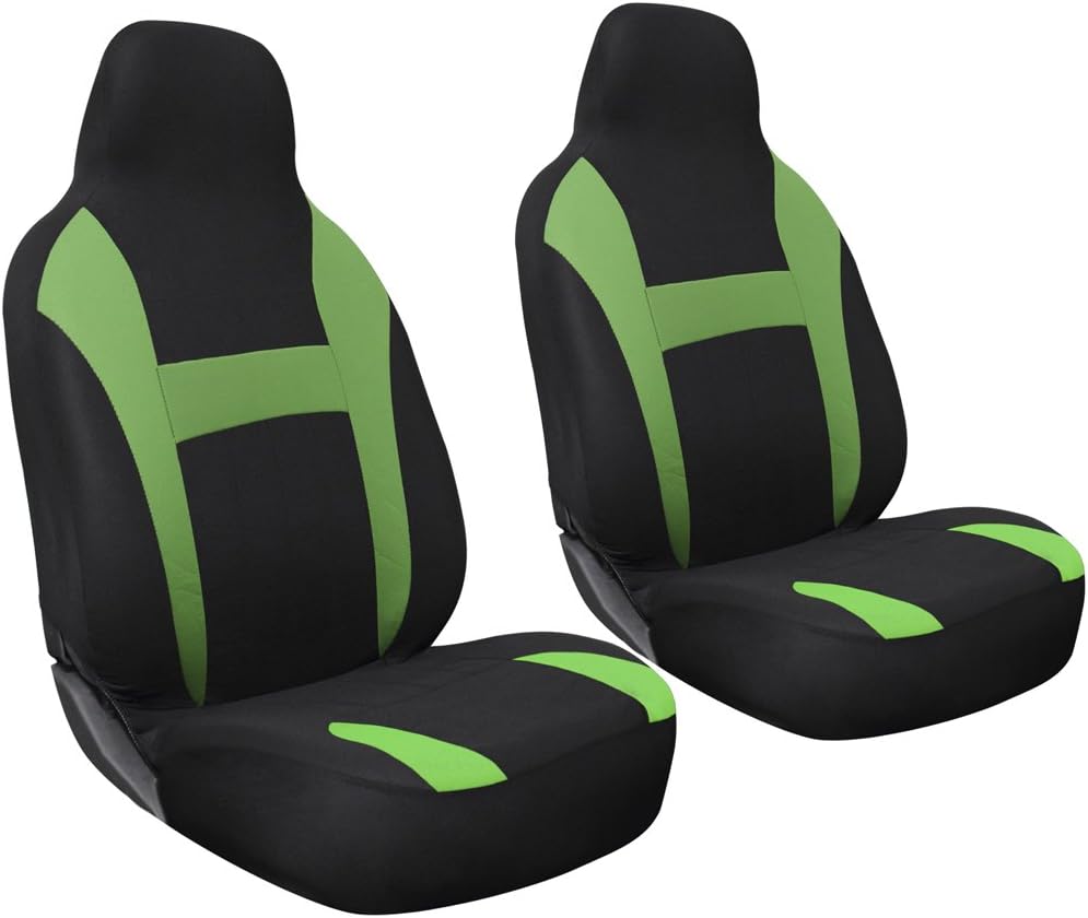 2 pc Set Poly Cloth Black Red Gray Car Seat Cover H2891