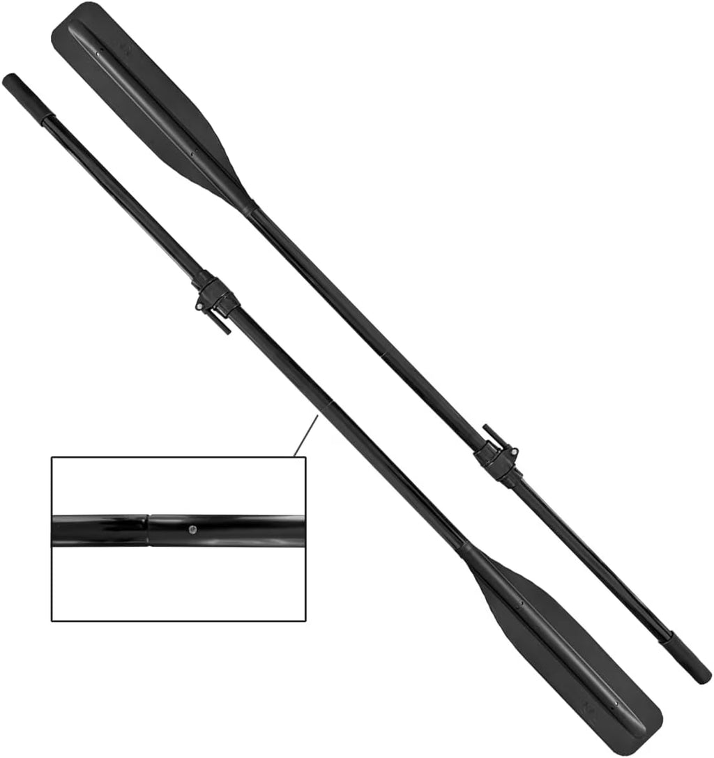 Flat Blade Boat Oars with Oar Locks, 2 Pieces Detachable (1 Pair) T4295