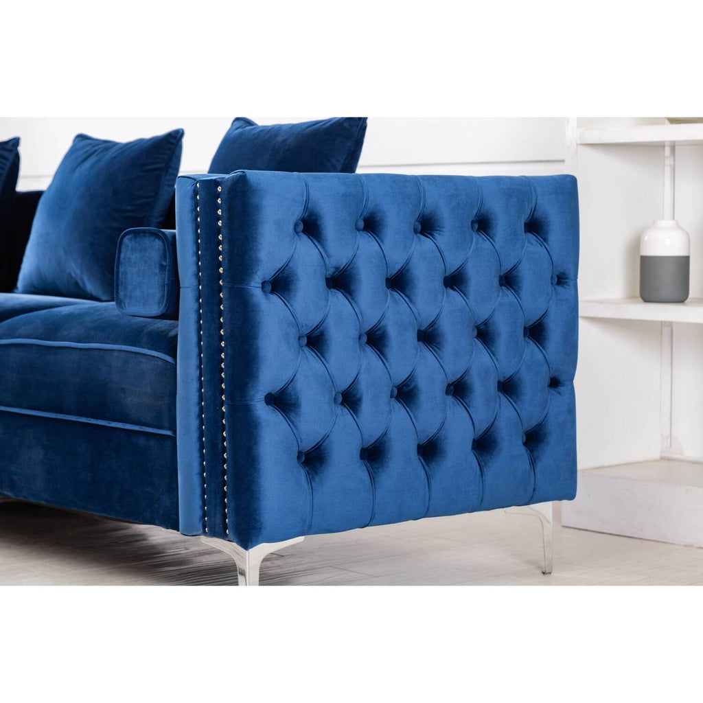 Gray Velvet Sleeper Sectional Sofa U2219