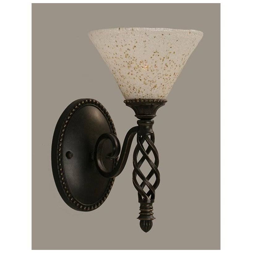 Dark Granite Wall Sconce with Gold Ice Glass A194