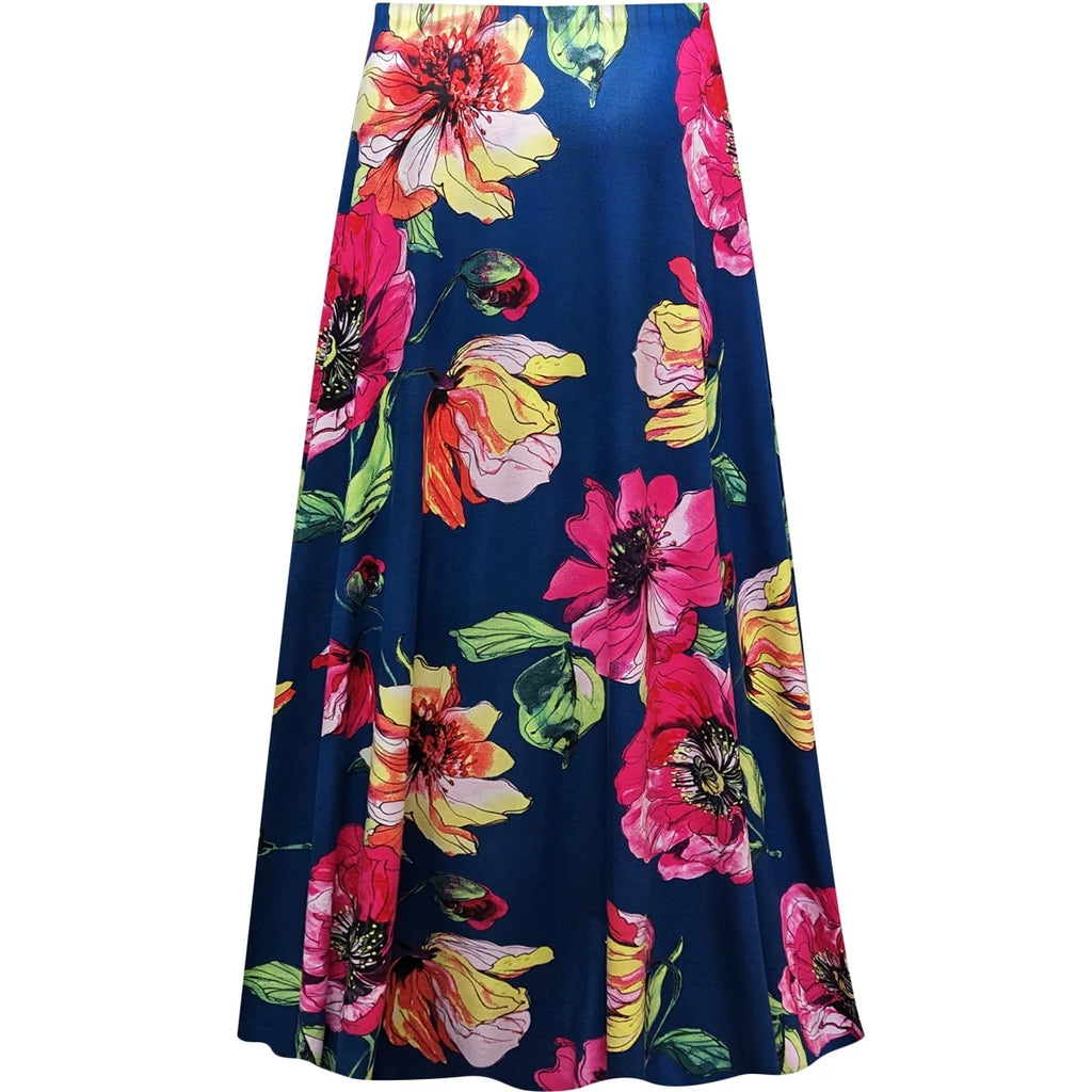 Blue Elastic Waist Maxi Skirt G8603