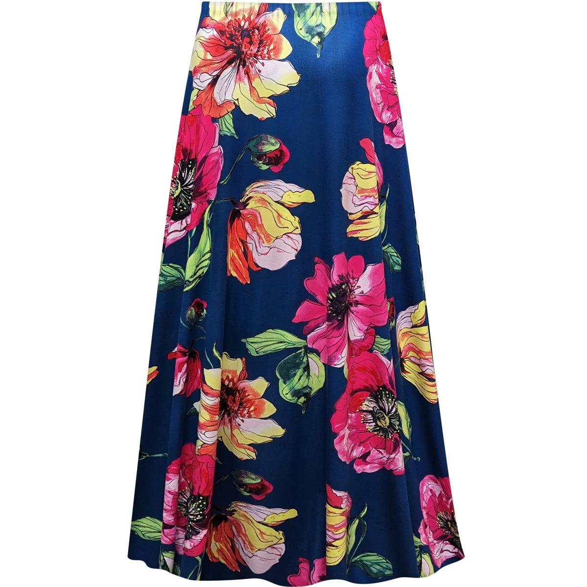 Blue Elastic Waist Maxi Skirt G8603