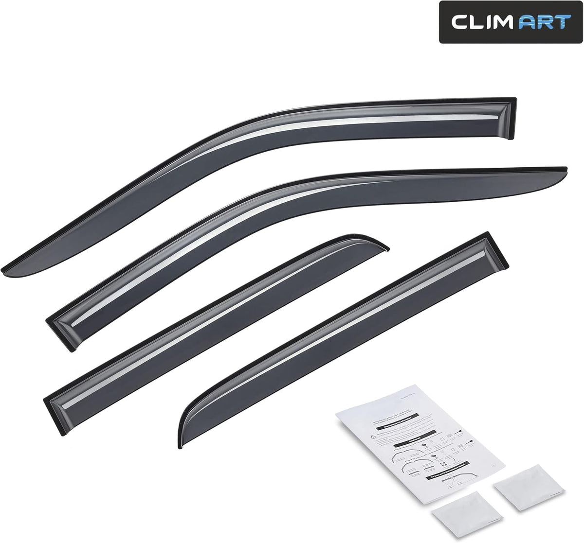 4pcs Dark Smoke Tape-on Window Deflectors J483