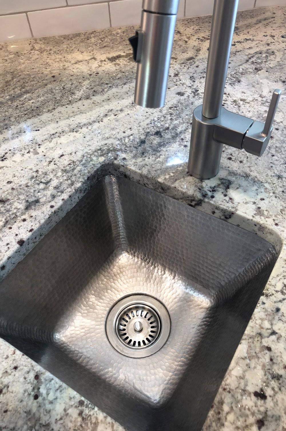 15-inch Square Hammered Copper Bar/Prep Sink in Electroless Nickel B97013