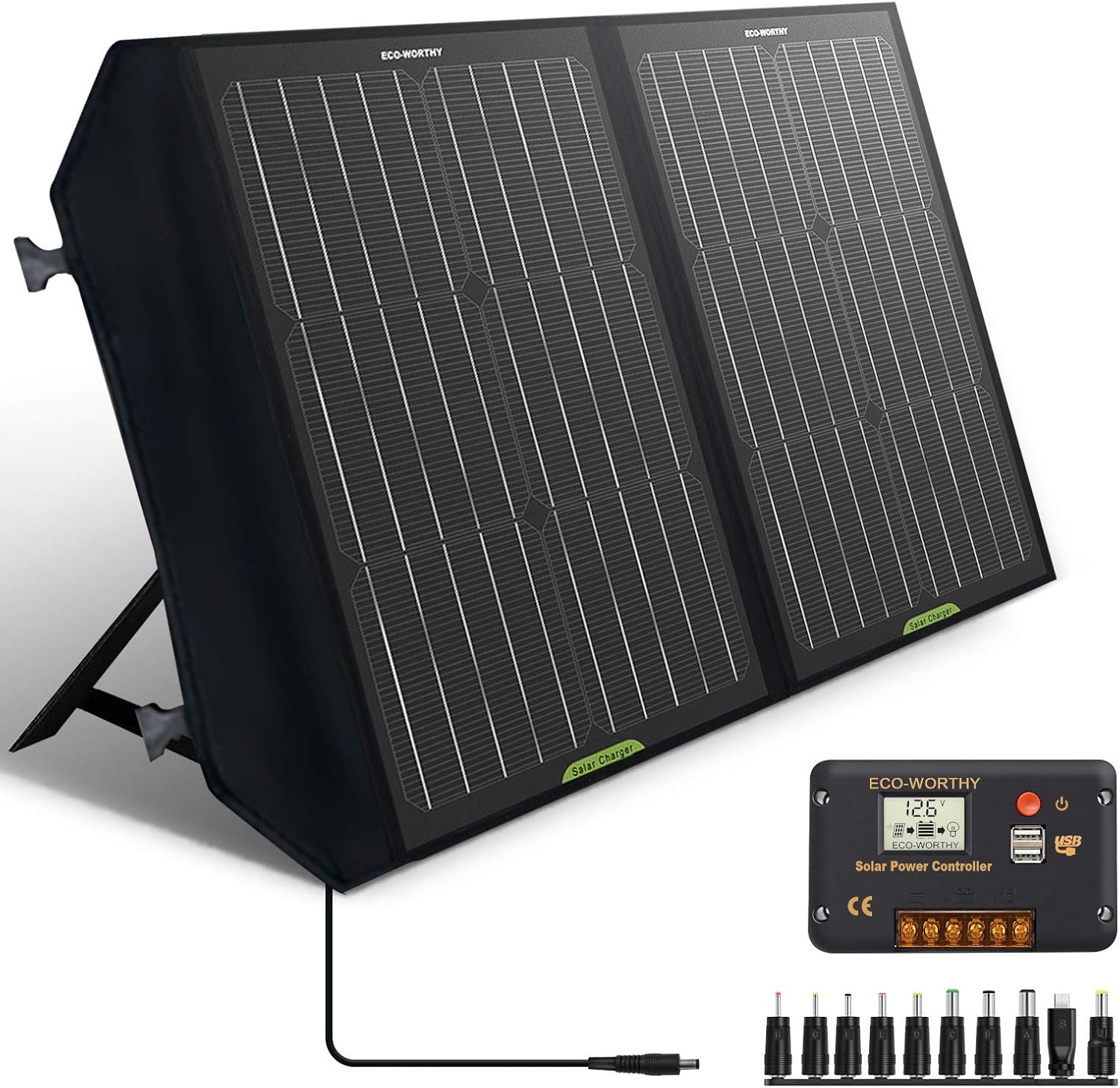 60W Foldable Solar Panel Charger with 20A Controller W53054