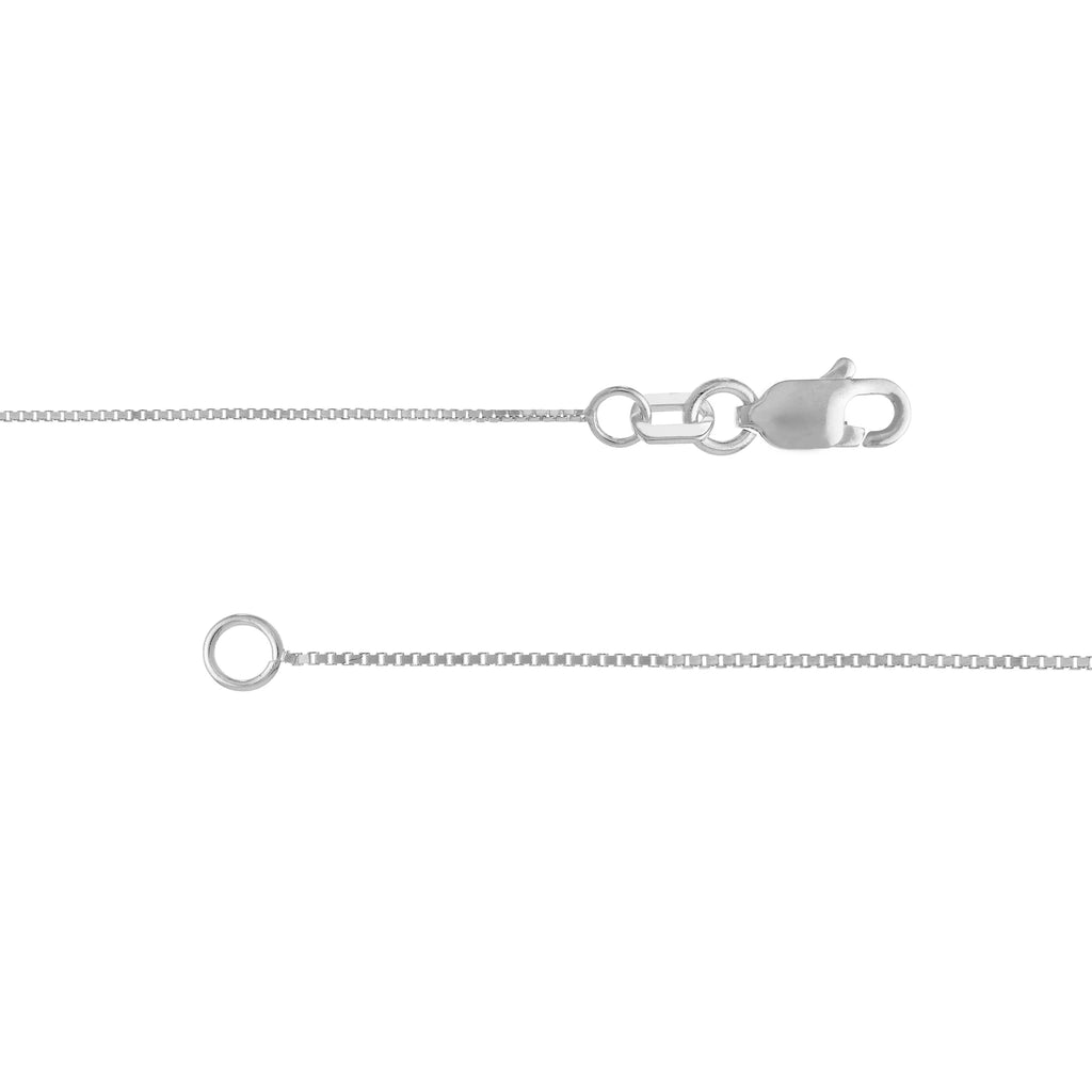 18K White Gold 0.55mm Box Chain Necklace with Lobster Lock X2363