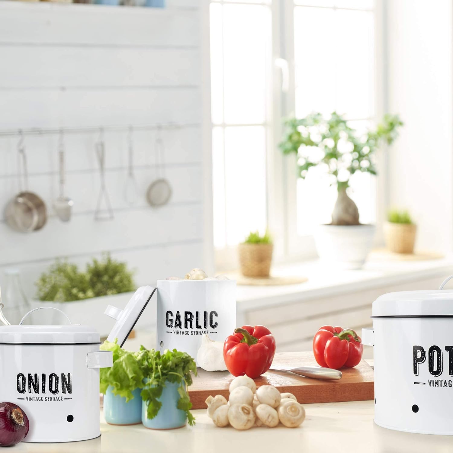 Farmhouse Kitchen Storage Canister Set of 3, Pack of 2 B219699