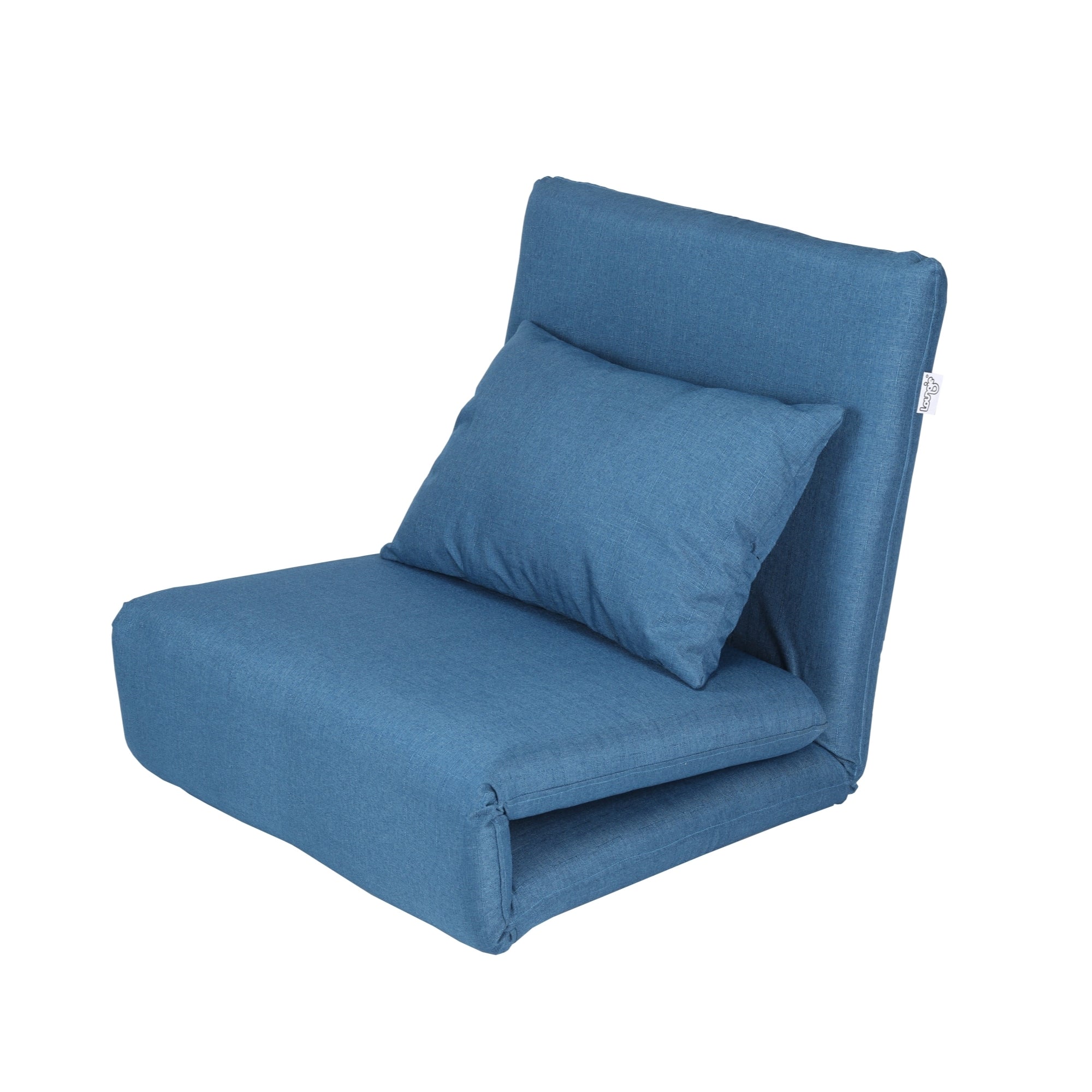 Blue Linen 5 Position Adjustable Convertible Floor Chair I281
